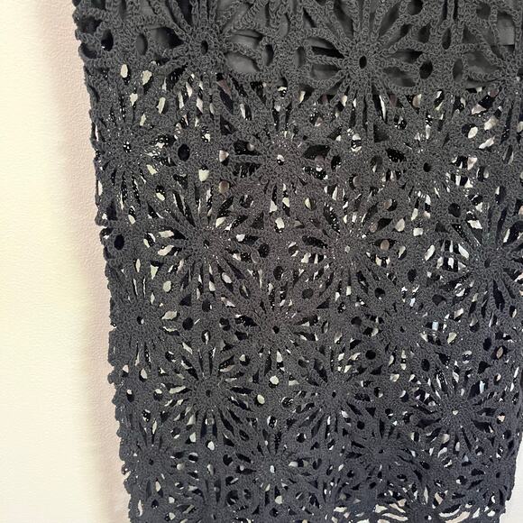 Express Crochet Midi Skirt Size 4 Black Boho Whimsygoth Sheer Overlay NWT - Picture 4 of 8